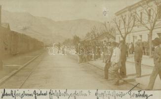 ~1900 Mostar, railway station with train and soldiers. Original photo! / Bahnhof