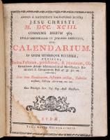 Kalendárium: Annus a nativitate salvatoris nostri Jesu Christi M.DCC.XCIV. communis die-rum 365. sty...