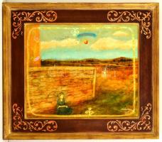 Vetlényi Zsolt (1967-): Heartland. Olaj, farost, jelzett, egyedi keretben, 50×60 cm