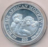 Szomália 2000. 10$ Ag Csimpánz T:1 Somalia 2000. 10 Dollars Ag Chimpanzee C:UNC Krause X#11