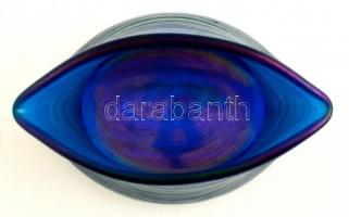 Horváth Márton (1941-2013): Díszváza, anyagában színezett, fújt üvegszál díszítéssel, hibátlan, jelz...