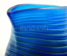 Horváth Márton (1941-2013): Díszváza, anyagában színezett, fújt üvegszál díszítéssel, hibátlan, jelz...