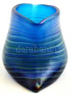 Horváth Márton (1941-2013): Díszváza, anyagában színezett, fújt üvegszál díszítéssel, hibátlan, jelz...