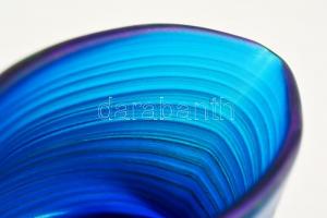 Horváth Márton (1941-2013): Díszváza, anyagában színezett, fújt üvegszál díszítéssel, hibátlan, jelz...