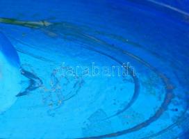 Horváth Márton (1941-2013): Díszváza, anyagában színezett, fújt üvegszál díszítéssel, hibátlan, jelz...