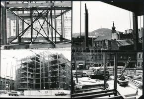 1975 Budapest, diszpécserház építése a Szabó Ervin tér mellett, 27 db vintage fotó, 9x13 cm