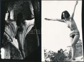 cca 1971 Az órás csalfa leánykája, 6 db szolidan erotikus vintage fotó, 18x7 cm és 18x12 cm között /...