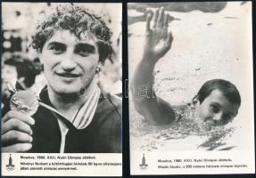 1980 A moszkvai nyári olimpiai játékok magyar résztvevői, 6 db sajtófotó, feliratozva, 18×13 cm