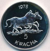 Malawi 1978. 5K Ag Zebrák T:1- Malawi 1978. 5 Kwacha Ag Zebras C:AU Krause KM#15