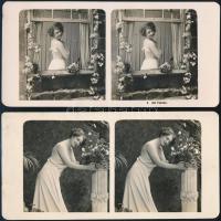 cca 1910 Csiklandós sztereo fényképek, 3 db vintage fotó, 9x18 cm