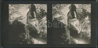 cca 1910 Csiklandós sztereo fényképek, 3 db vintage fotó, 9x18 cm