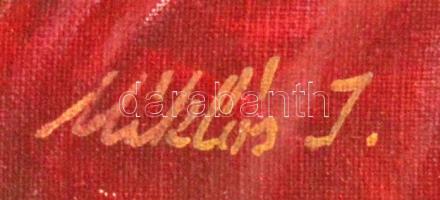 Miklós jelzéssel: Asztali csendélet. Olaj, karton, keretben, 25×33 cm