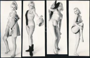 cca 1971 Bundás hölgy látogatása, szolidan erotikus fényképek, 12 db vintage fotó, 18x5,5 cm és 17,5x7 cm között / 12 erotic photos