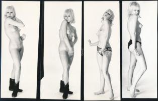 cca 1971 Bundás hölgy látogatása, szolidan erotikus fényképek, 12 db vintage fotó, 18x5,5 cm és 17,5...