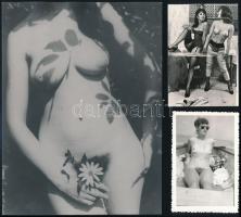 cca 1930-1950 Szolidan erotikus fényképek tétele, 8 db vintage fotó, 24x18 cm és 9x6 cm között / 8 e...