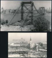 cca 1963-1964 Budapest, az Erzsébet híd építése, 5 db vintage fotó, 11x18 cm és 9x14 cm