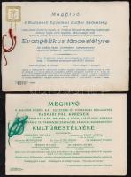 1932-1934 2 db kultúr- ill. táncestélyi meghívó: Magyar Görög Katolikus Egyetemi és Főiskolai Hallgatók Vasvári Pál Köre, Budapesti Egyetemi Luther Szövetség