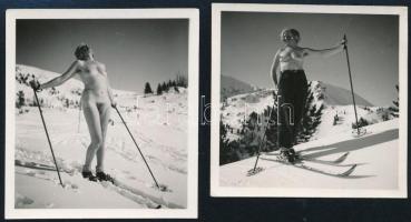 cca 1938 Dr. Csörgeő Tibor (1896-1968) budapesti fotóművész hagyatékából, 2 db vintage fotó, jelzés nélkül, 6x6 cm
