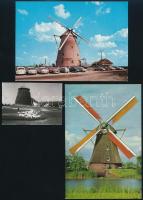 1936 Hékédi szélmalom, feliratozott vintage fotó Kerny István (1879-1963) hagyatékából, 5,5x8 cm + hozzáadva 2 db külföldi modern képeslapot szélmalom motívummal / windmill, 1 photo + 2 postcards