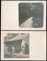 cca 1890 Japán, 4 db jelzés nélküli vintage fotó, 9x14 cm-es fotópapíron 7x7 cm-es képek