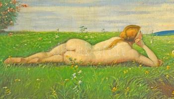 Reinprecht Károly (1903-?): Pacsirta (Szinyei után). Olaj, vászon, jelzett, keretben, festék kopássa...