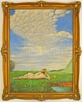 Reinprecht Károly (1903-?): Pacsirta (Szinyei után). Olaj, vászon, jelzett, keretben, festék kopássa...