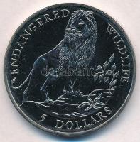 Cook-szigetek 1991. 5$ Cu-Ni Veszélyeztetett állatvilág -  Oroszlán T:1 Cook Islands 1991. 5 Dollars Cu-Ni Endangered Wildlife - Lion C:UNC