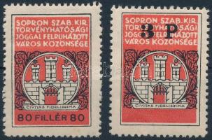 1944 Sopron illetékbélyeg 80f és 3P (6.000)