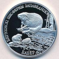 Fehéroroszország 2002. 20R Ag Európai hód T:PP Belarus 2002. 20 Rubles Ag European beaver C:PP Krause KM#45