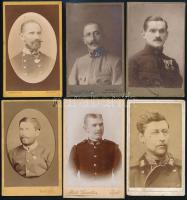 cca 1870-1920 közötti időből katonai portrék, 9 db vizitkártya méretű, vintage fotó, 10,5x6,5 cm