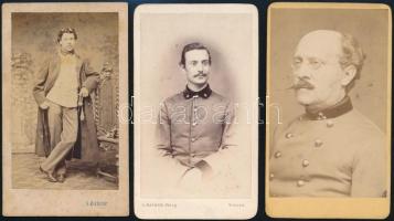 cca 1870-1920 közötti időből katonai portrék, 9 db vizitkártya méretű, vintage fotó, 10,5x6,5 cm