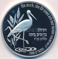 Izrael 1998. 2Sh Ag Gólya T:PP fo. Israel 1998. 2 Sheqalim Ag Stork C:PP spotted Krause KM#322