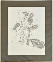 Czibor Ildikó (1969-):Nyelvelő dallamok. Ceruza, papír, jelzett, paszpartuban, 29×20 cm