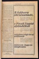 1915 A Pesti Napló különféle töredékes, hiányos számainak gyűjteménye, kopott félvászon-kötésben.