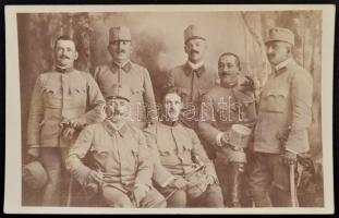 cca 1910 Osztrák-magyar tisztek műtermi csoportképe, 8,5x13,5 cm / Austro-Hungarian officers group photo, 8,5x13,5 cm