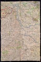 cca 1910 Munkács és környéke katona térkép vászonra kasírozva / Map on canvas. 40x60 cm