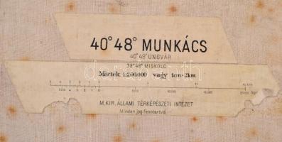 cca 1910 Munkács és környéke katona térkép vászonra kasírozva / Map on canvas. 40x60 cm
