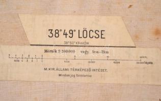 cca 1910 Felvidék, Lőcse és környéke katona térkép vászonra kasírozva / Map on canvas. 40x60 cm