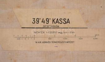 cca 1910 Felvidék, Kassa és környéke katona térkép vászonra kasírozva / Map on canvas. 40x60 cm