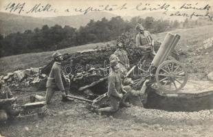 1917 Mikor a repülőt lövik a tüzérek az olasz fronton / WWI K.u.k. military, artillery shooting an aircraft in the Italian front. Josef Schafranek photo
