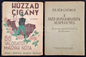 cca 1930 Húzzad cigány és a Jazz zongorajáték alapelemei c. kották (Az első elvált borítóval)