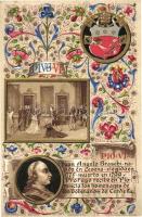 Pope Pius VI / Lit. Armanino Art Nouveau, floral, litho art postcard (EK)