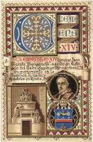 Pope Clement XIV / Lit. Armanino Art Nouveau, floral, litho art postcard (EK)