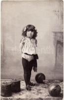 1904 Szarvas, súlyemelő kislány / weight-lifter girl. Roth Béla photo (EK)
