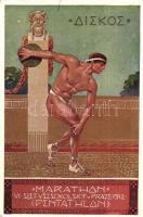 1912 Marathon-Penthathlon. VI. Slet Vsesokolsky v Praze / 6th Sokol meeting in Prague. advertisement card s: K. V. Mutticha