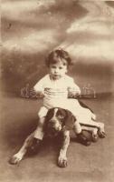 1916 Pancsova, Pancova; Kutya gyermekkel / dog with child. photo