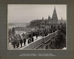 cca 1938 Budapest, Gellért fürdő és dunai panoráma, 2 db vintage fotó, albumlapra felragasztva, 24x30 cm, karton 31x37 cm