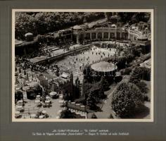 cca 1938 Budapest, Gellért fürdő és dunai panoráma, 2 db vintage fotó, albumlapra felragasztva, 24x3...