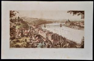 Zádor István (1882-1963): Budavár. Színezett rézkarc, karton, jelzett, paszpartuban, 25×48 cm