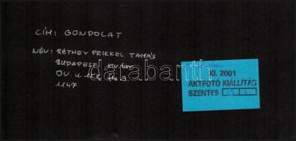 cca 2000 Réthey Prikkel Tamás 2 db feliratozott, vintage fotóművészeti alkotása, 29,5x20 cm, karton ...